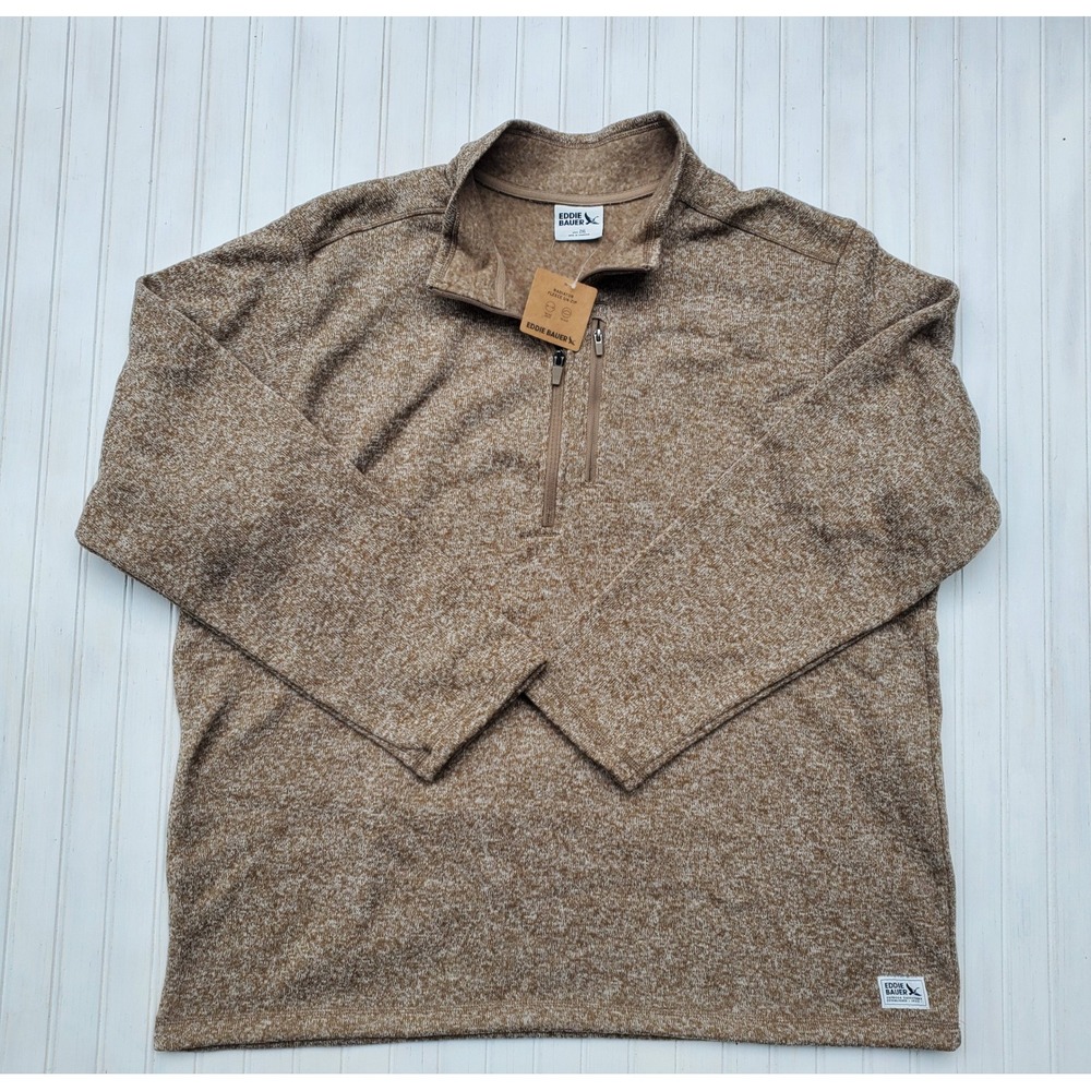 Eddie Bauer Mens Radiator Fleece 1/4 Zip Pullover Tan Heather 2XL New